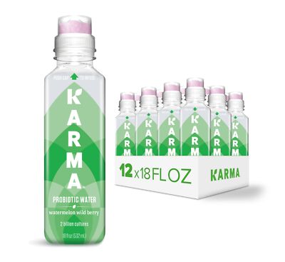 Karma Probiotic Water - 12 Pack Watermelon Wild Berry Drink - Immune & Gut He...