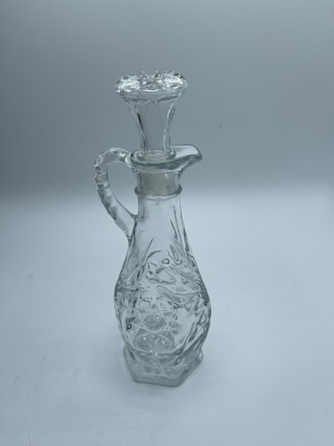 Vintage Cruet Bottle / Perfume  / Clear Glass with Stopper no seal / 8” - Picture 4 of 5