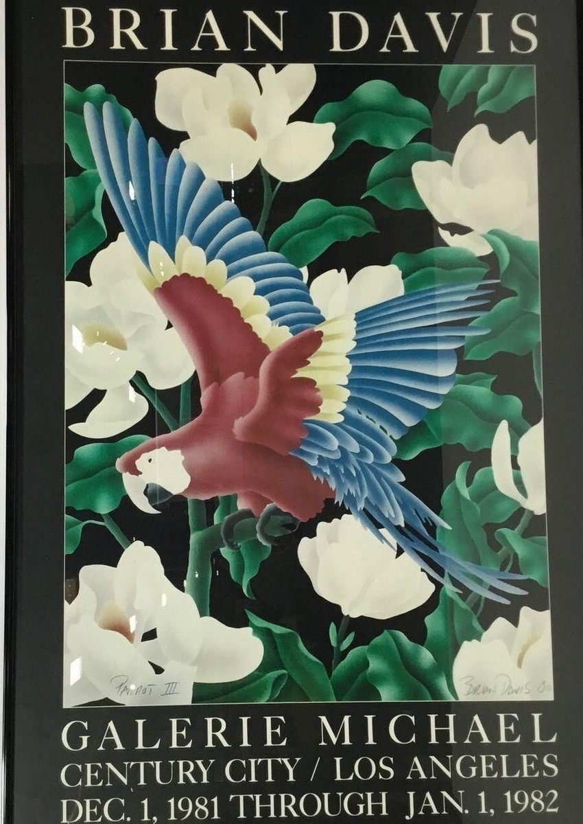BRIAN DAVIS RARE SIGNED 1981 COLLOTYPE PRINT EXHIBITION POSTER