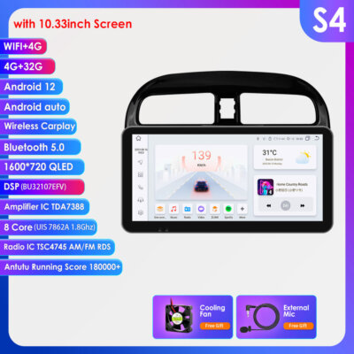8-Kern 10.33'' 4GB Android 13 Autoradio GPS Navi Für Mitsubishi Mirage Space Star