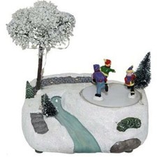Giostra giostrina innevata bambini pattinatori decorazioni natalizi luci suoni m