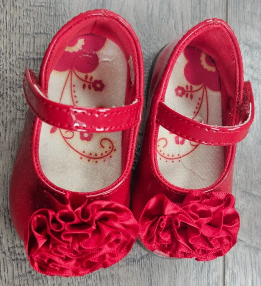 Ropa de bebé niña bebé ciervo talla 3 rojo zapatos elegantes Foto 3 de 4