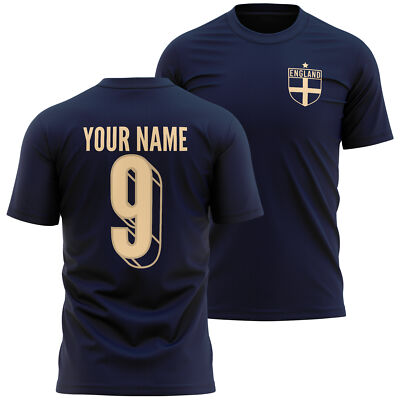 Personalisiertes England 2024 Auswärts T-Shirt Herren Abzeichen Name und Nummer Shirt Footb...