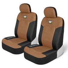 CAT Beige & Black Seat Covers For Cars, Trucks, & SUV - Set of (2) MeshFlex C...