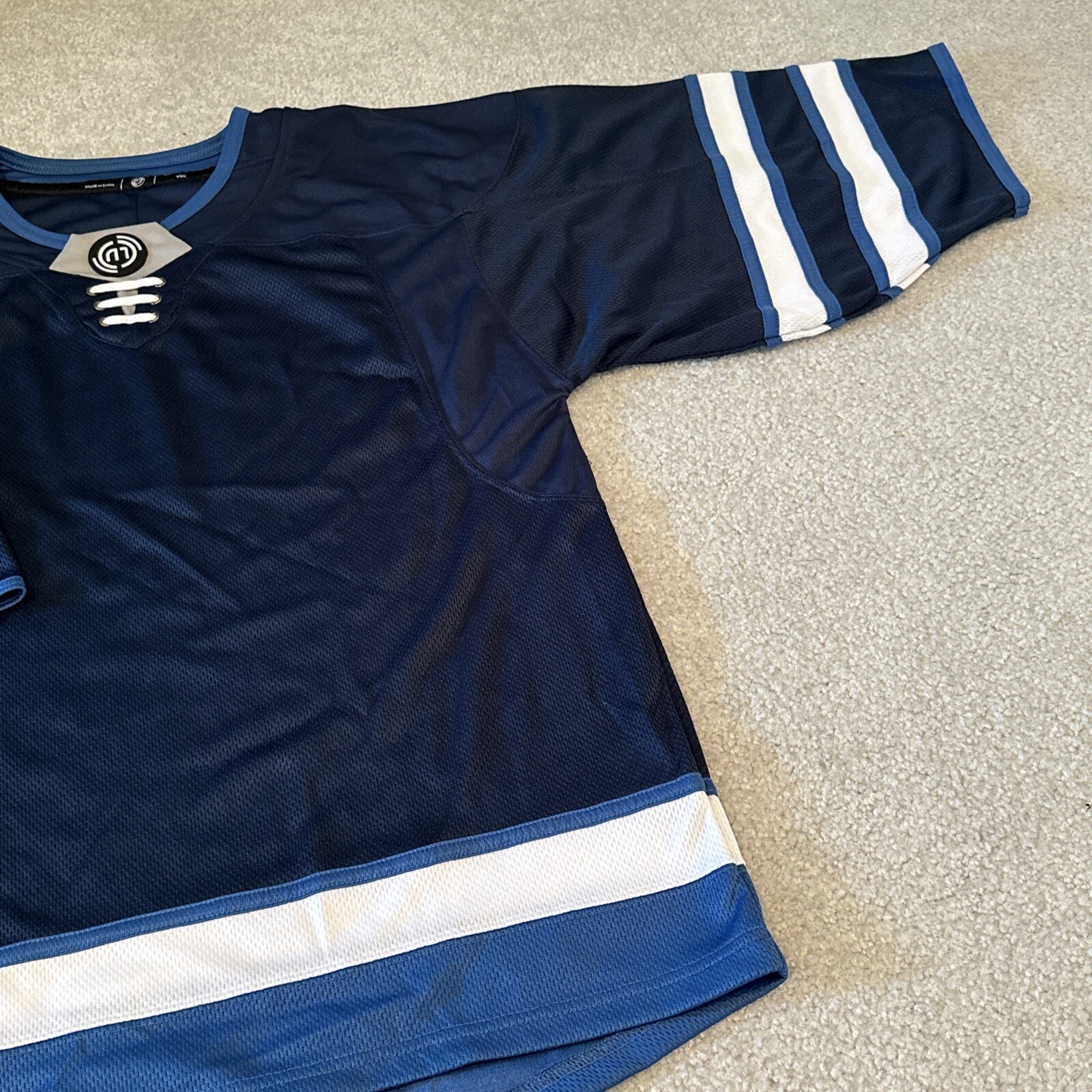 Winnipeg Jets Colors Blank Monkey Hockey Jersey Size Juniors Goal Cut GC Blue