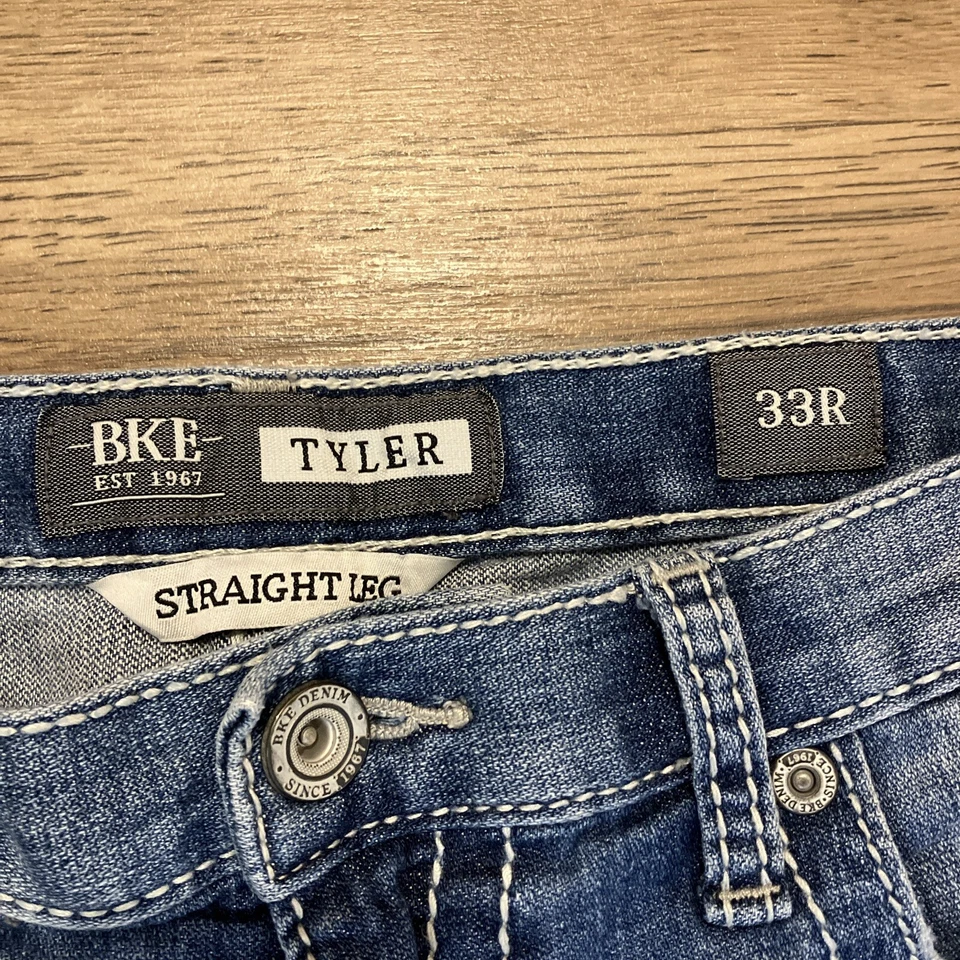 Men's 33x31 BKE Jeans Blue Tyler Straight Medium Wash Preppy Denim Western Rock - Изображение 2 из 4