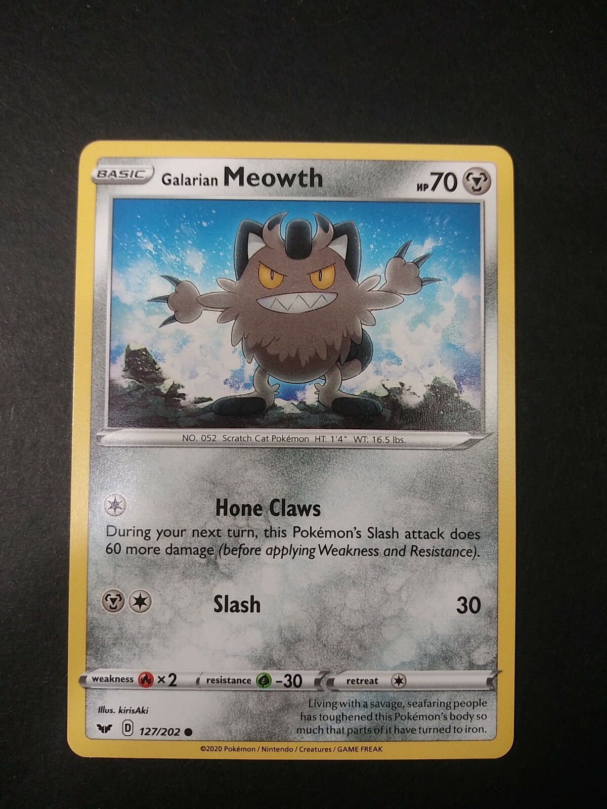 Pokemon Sword & Shield Base Galarian Meowth Common Card 127/202 NM