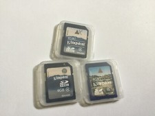 Lot of 3pcs Used 4gb Kingston SDHC MEMORY CARDS NIKON CANON CAMERAS