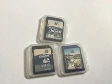 Lot of 3pcs Used 4gb Kingston SDHC MEMORY CARDS NIKON CANON CAMERAS