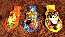 Old Vintage Original Set Of 3 Tin Animal Clicker Noise Makers 2 1/4" Long 1960s