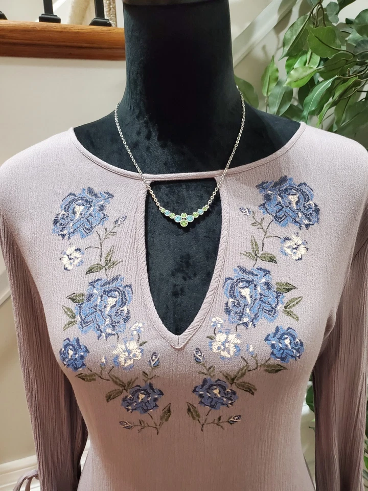 Бонго женщин фиолетовый 100% вискоза круглый вырез длинным рукавом колена платье размер XL - Изображение 2 из 4