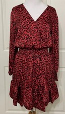 NWT Michael Kors size S crimson red black Ruffled fit & flare dress $165