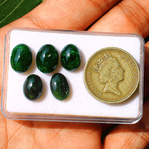5 Pcs Natural Tsavorite Untreated Rich Green 10mm-11.8mm Oval Cabochon Gemstones - Picture 10 of 16