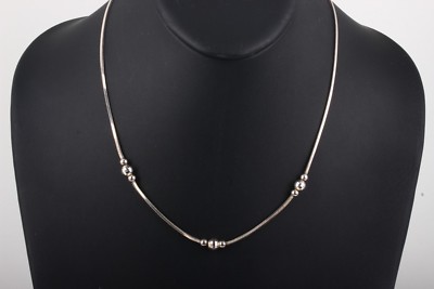 AG KC ITALY 899 VI STERLING BOX CHAIN SILVER BEADS NECKLACE FINE  