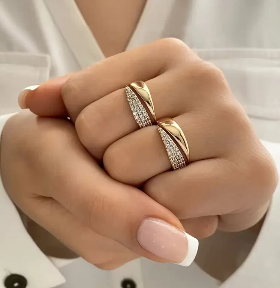 Elegant Gold Ring sun star crystal Women's Jewelry 18K Gold plated adjustable - Image 3 of 3