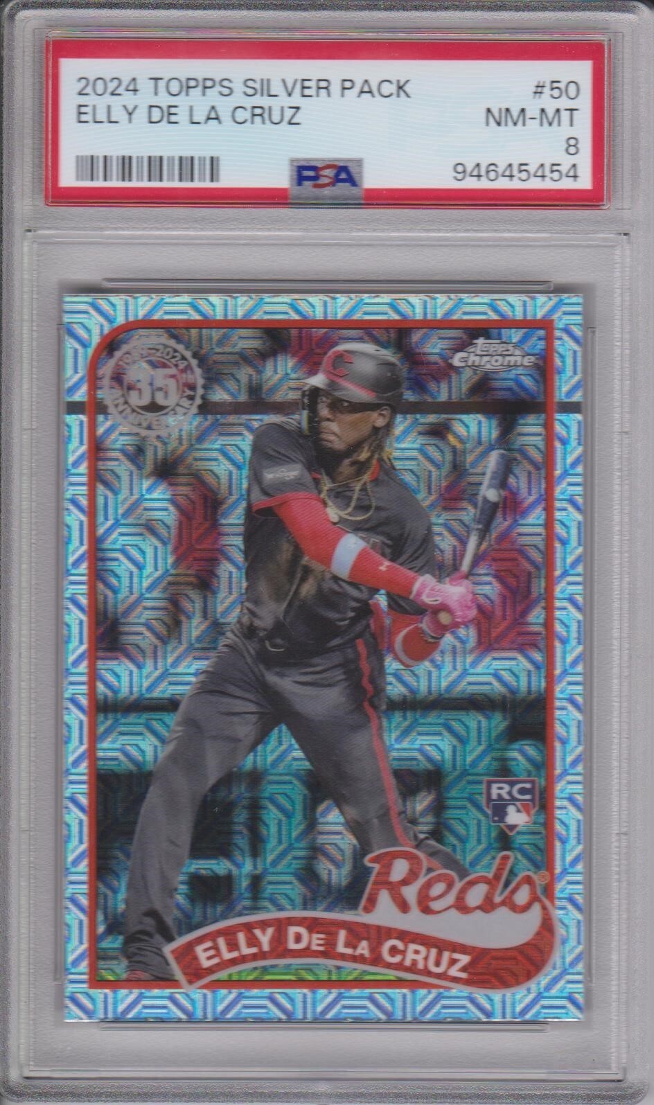 2024 Topps Series 2 Chrome Silver Pack Elly De La Cruz #2T89C-50 PSA 8