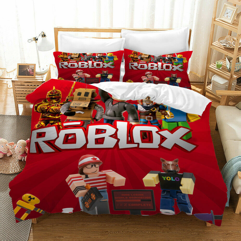 Ro-4 3d Jogo impresso Roblox Roupa de cama Conjunto de edredom Capa Colcha  Tampa Fronha Single Double Kids Gift