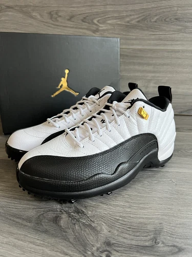 Nike Air Jordan XII 12 Low Taxi Golf Cleats DH4120-100 Mens 7.5 W9 Black White