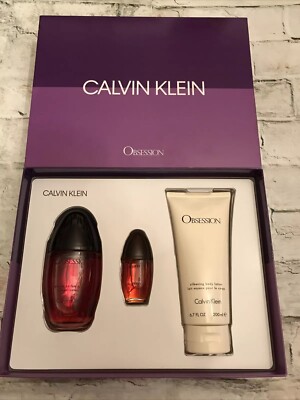 Obsession by Calvin Klein Women 3PC Set 3.4oz Spray 0.5oz Mini+6.7oz BodyLotion