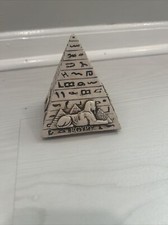 Handmade Ancient Egyptian 4.5in Tall Solid Stone Carved Pyramid Statue