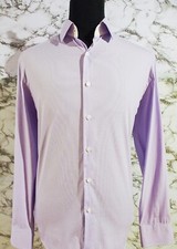 MEN'S PETER JACKSON LILAC/WHITE FINE HOUNDSTOOTH BUSINESS SHIRT SIZE XL 17"/43cm