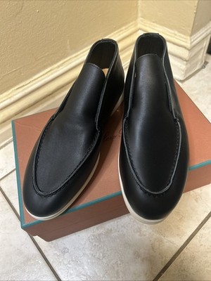 Loro Piana Men s Summer Walk Shoes Size 43 Navy Blue Leather Slip On Italy