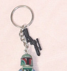 Minifigure Keychain Custom Star Wars- Boba Fett w/Blaster Rifle Charm Stand New — photo 2