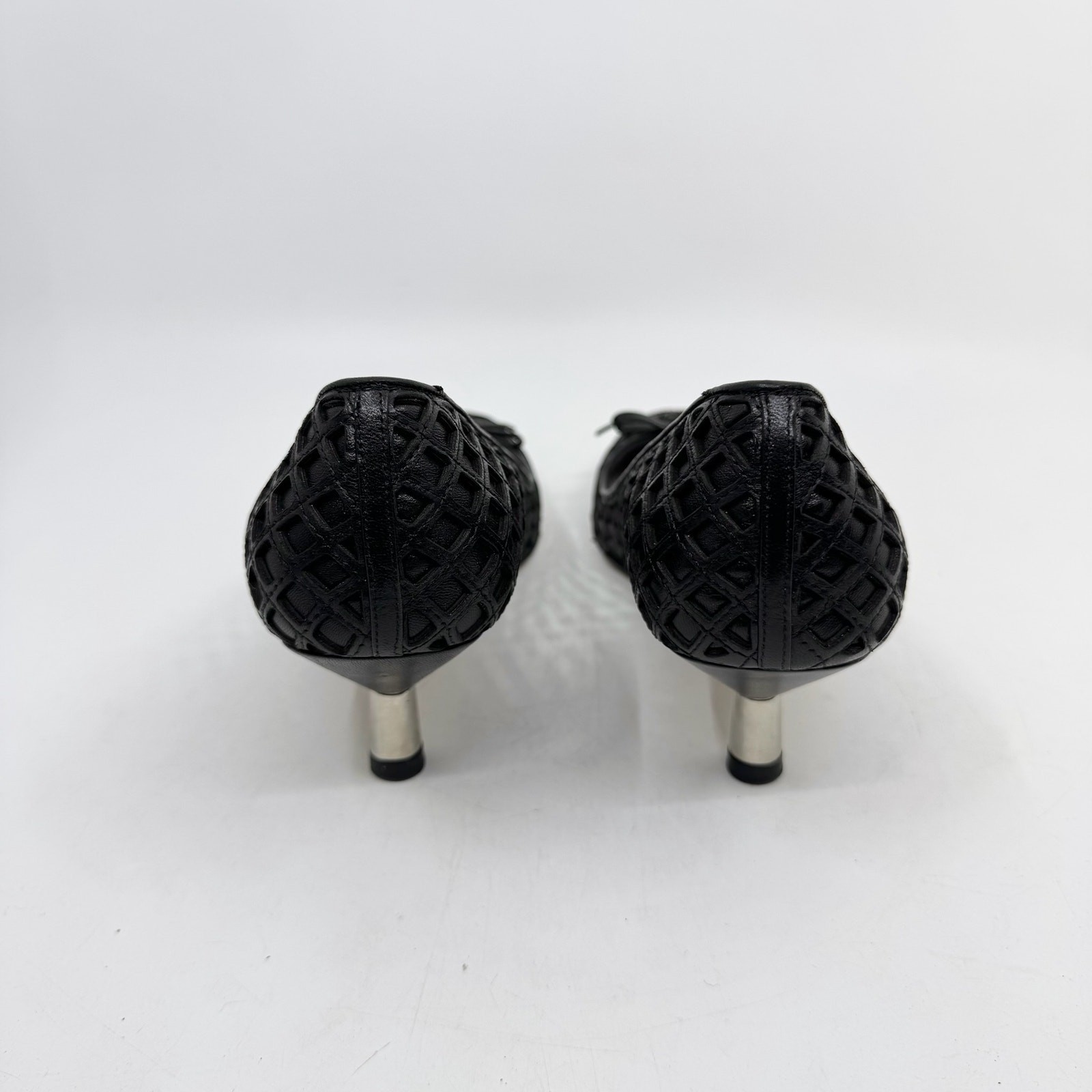 MIU MIU Black Laser-Cutout Ballet Kitten Heel Pum… - image 3