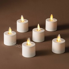 Set of 6 Luminara Flameless Moving Flame Tea Lights w/Remote & Timer 1.4" X 2"