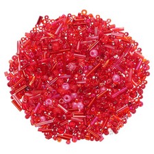1000Pcs Mixed Glass Seed Beads Glass Bugle Beads 1-4mm Beads Red