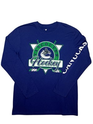 Vancouver Canucks Long Sleeve Shirt Size Large NWT Fanatics NHL Hockey Blue