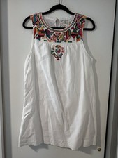 Madewell JM Dry Goods Paloma Embroidered White Shift Dress Size L EUC