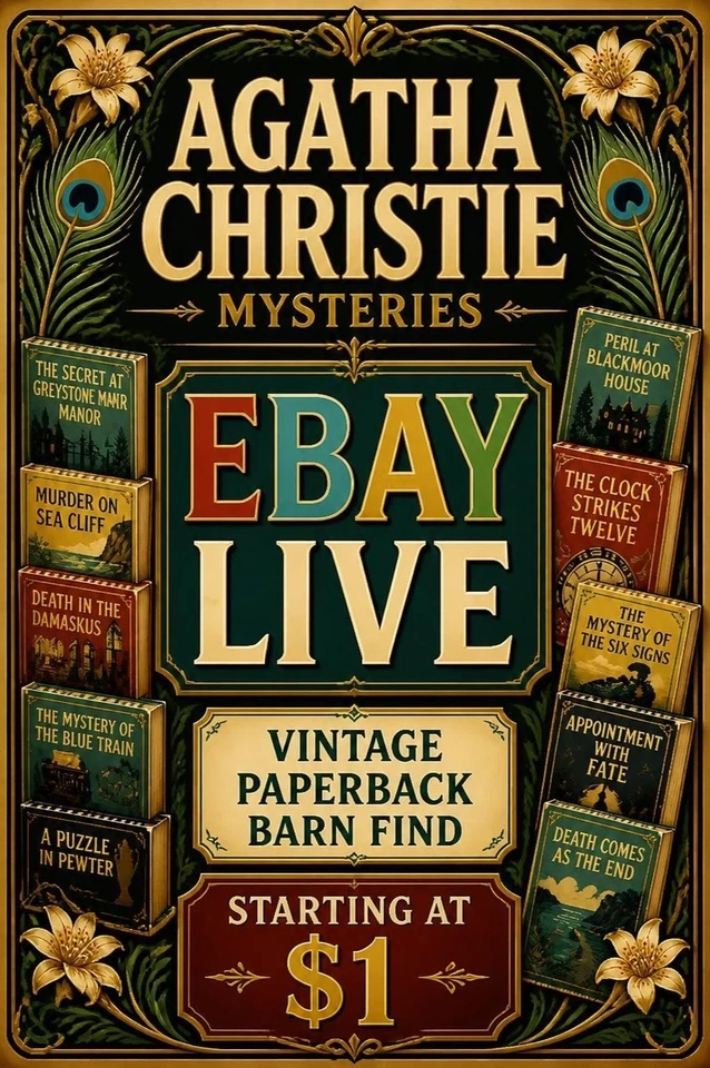 Vintage Agatha Christie and More Mystery Book Barn Find Sale! $1 Starts!