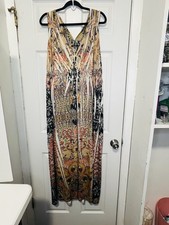 Apt. 9 Woma Maxi Dress Plus Size 2X  Artsy Floral Embellished Boho Strechy Y2K.