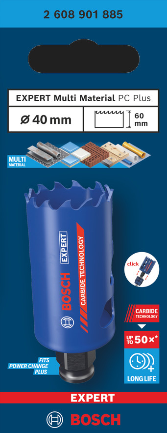 Bosch EXPERT Multi Material Power Change Plus Hole Saw, 40 x 60 mm 2608901885
