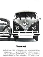 1961 VW MINI BUS Original Vintage Print Ad Volkswagen Station Wagon 10" x 14"