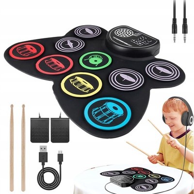 Digital Roll Up Drum Set 9 Pads Eingebaute Lautsprecher Kopfhörerausgang 1200mAh