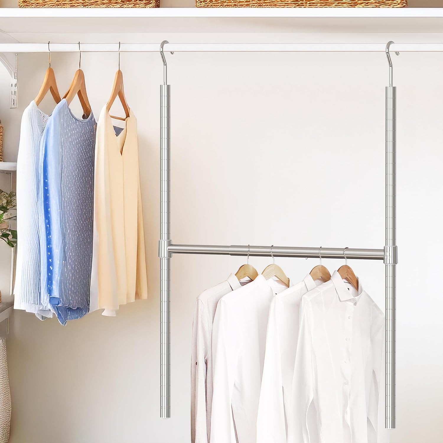 Adjustable Closet Hanging Rod, Chrome