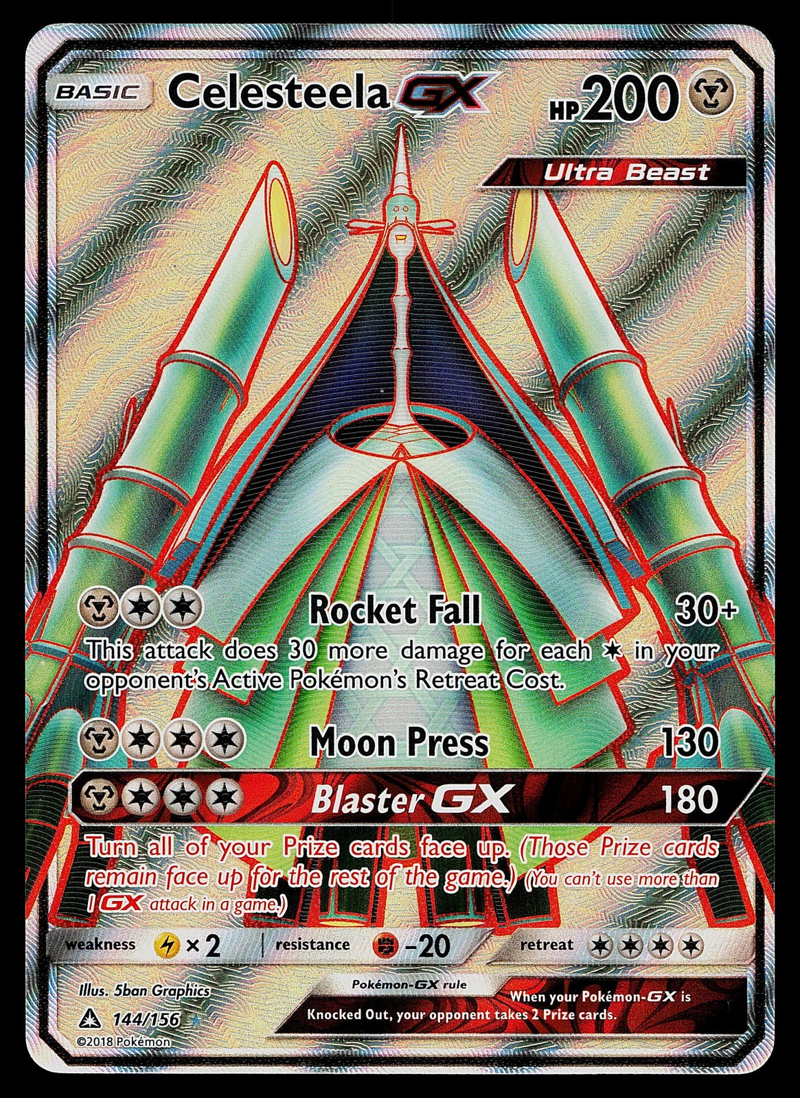 Pokemon Card - Celesteela GX Ultra Prism 144/156 Ultra Rare