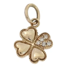 0.03ct/agete Agate Four-leaf Clover Motif Diamond Pendant Top/K10PG/416-1.1g...