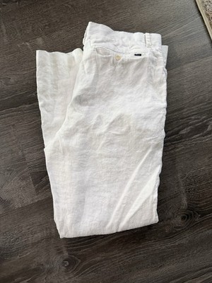 Polo Ralph Lauren white 100% linen men s 34x30  classic fit dress pants