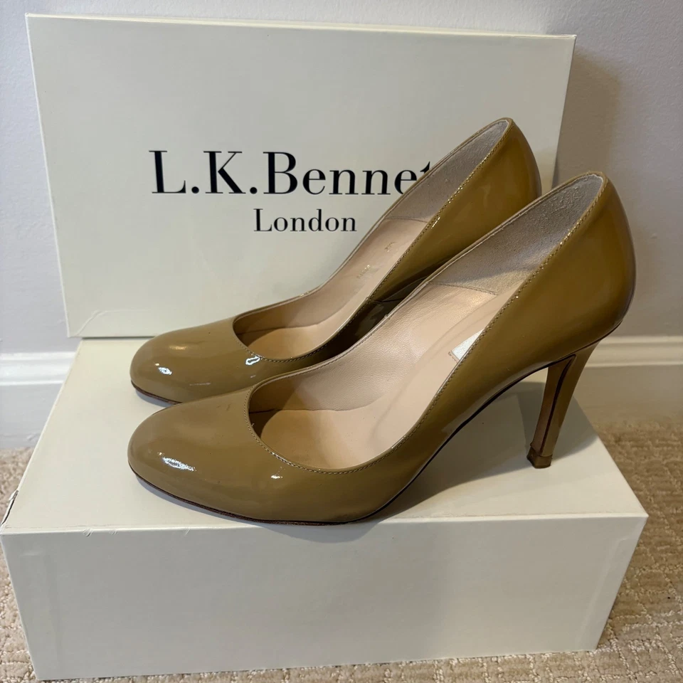 Zapatos de salón LK Bennett London charol topo tacones talla 37,5 nude para mujer Foto 2 de 4