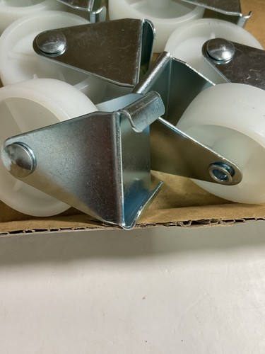 16x Fixed Caster Wheels 1.5” Nylon Roller w/ Metal Bracket Furniture Cart Dolly - Picture 3 of 3