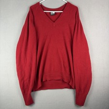 Nordstrom Clan Douglas Sweater Mens XL Red 100 Cashmere Made in Scotland V Neck