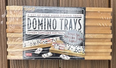 Fundex Wood Domino Trays Set Of 4 15 Dominos Per Tray Mexican Train Game New!