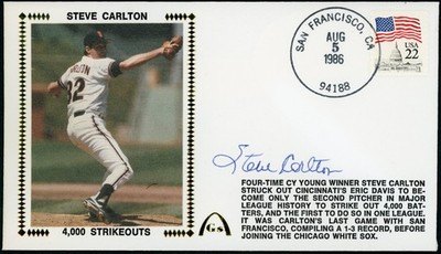 Gateway Cachet Steve Carlton - S.F. Giants Autograph 8/5/1986 4000 Strikeouts