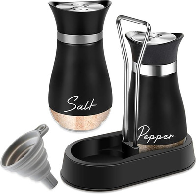 Salz und Pfefferstreuer Set aus Glas Edelstahl für Küche, BBQ, Haushalt