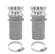 2 PCS 1.5 Inch Type E Aluminum Camlock Fittings Male Adapter Hose Shank