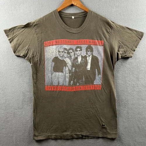 Rolling Stones Shirt Mens XL Brown Faded Distressed Vintage vintage concert t-shirt, vintage, size XL, single stitch, B+ condition