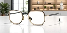 PERSOL PO5006VT 8008 Irregular Black Gold Demo Lens 45 mm Unisex Eyeglasses
